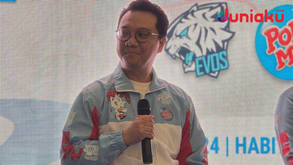 Antonius Pandu, Senior Brand Manager Pop Mie, dalam acara 7 tahun EVOS kolaborasi dengan Pop Mie. Fotografer: Fahrul Nurullah. (Duniaku.com/Fahrul Nurullah)