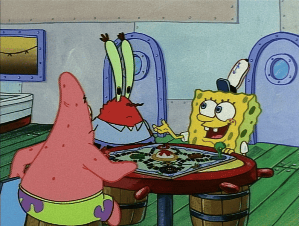 SpongeBob, Patrick, dan Tuan Krab bermain bersama (dok. Nickelodeon/SpongeBob SquarePants)