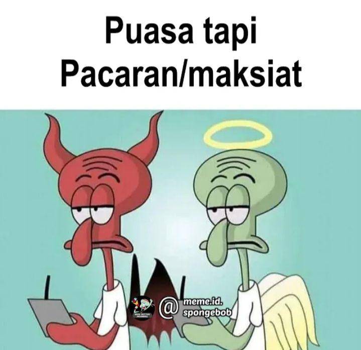 meme puasa tapi berbuat gak baik (instagram.com/meme.id.spongebob)