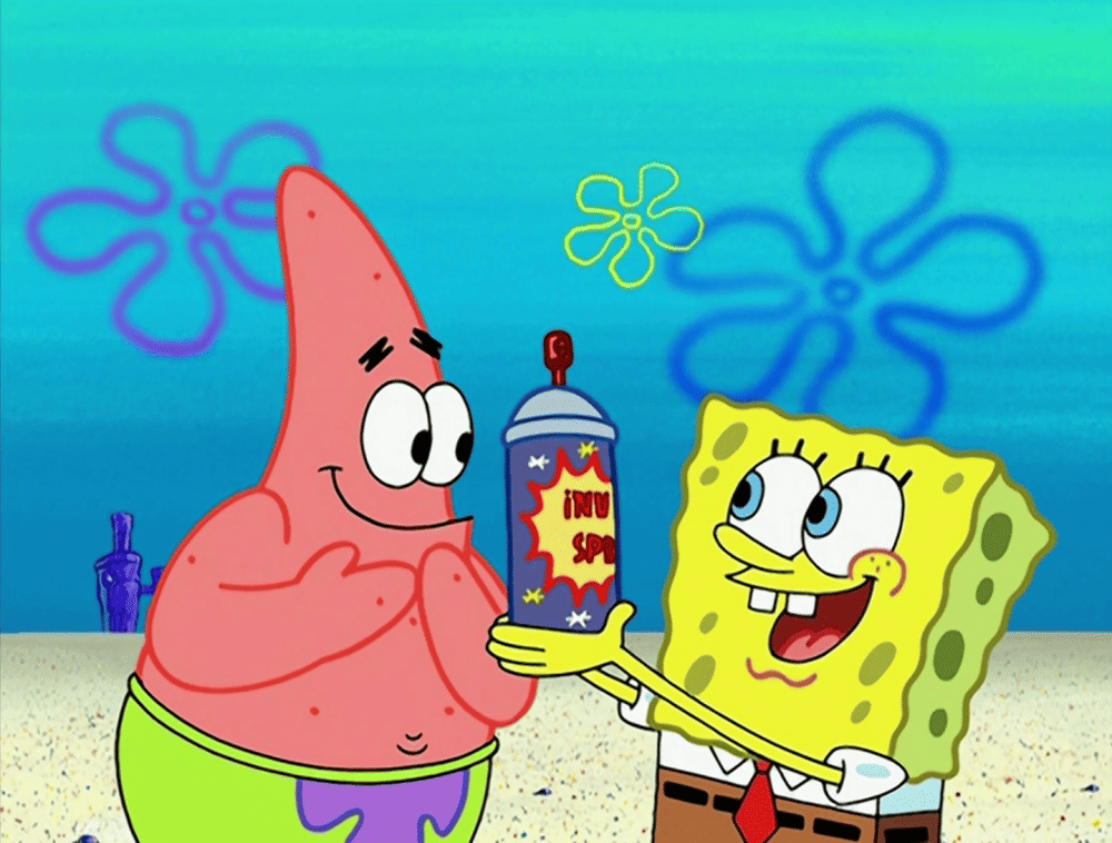 Patrick dan SpongeBob bermain dengan invisible spray (dok. Nickelodeon/Spongebob Squarepants)
