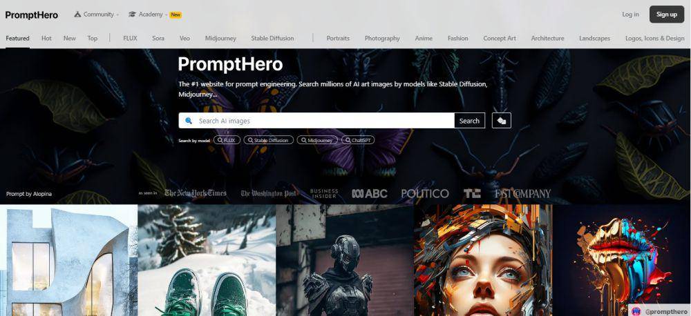 tampilan website PromptHero (prompthero.com)