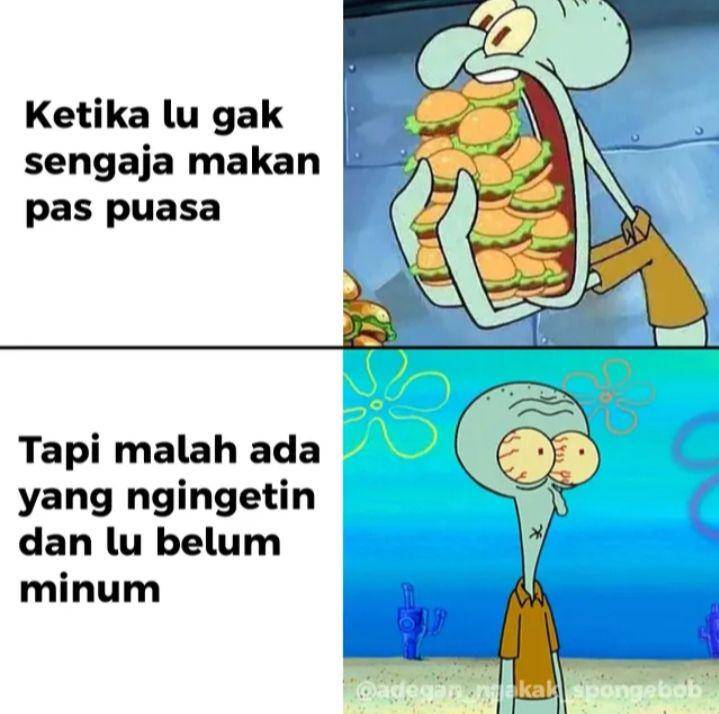 meme gak sengaja batal puasa (instagram.com/adegan_ngakak_spongebob)