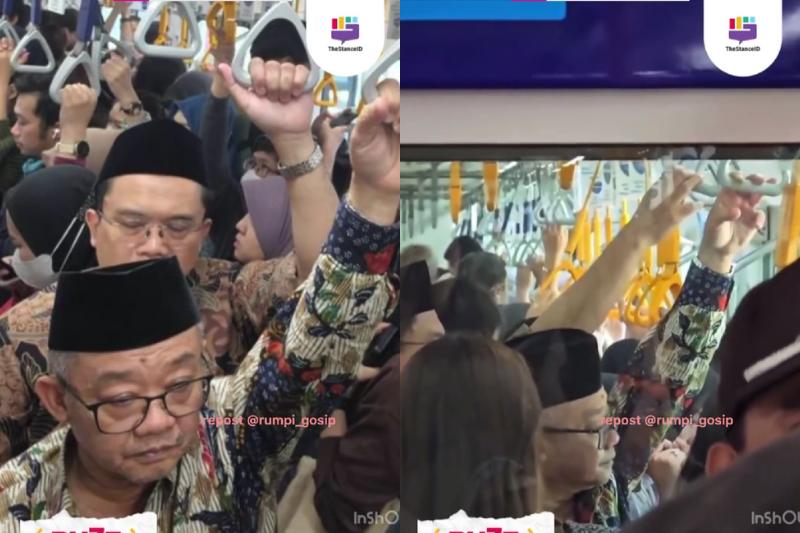 Viral, Video Mendikdasmen Abdul Mu'ti Berdesakan Naik MRT Tanpa Ajudan