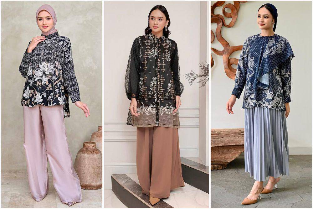 potret ide inspirasi blouse dan tunik nuansa gelap ala Berlian Aura (instagram.com/geuliscatalog)