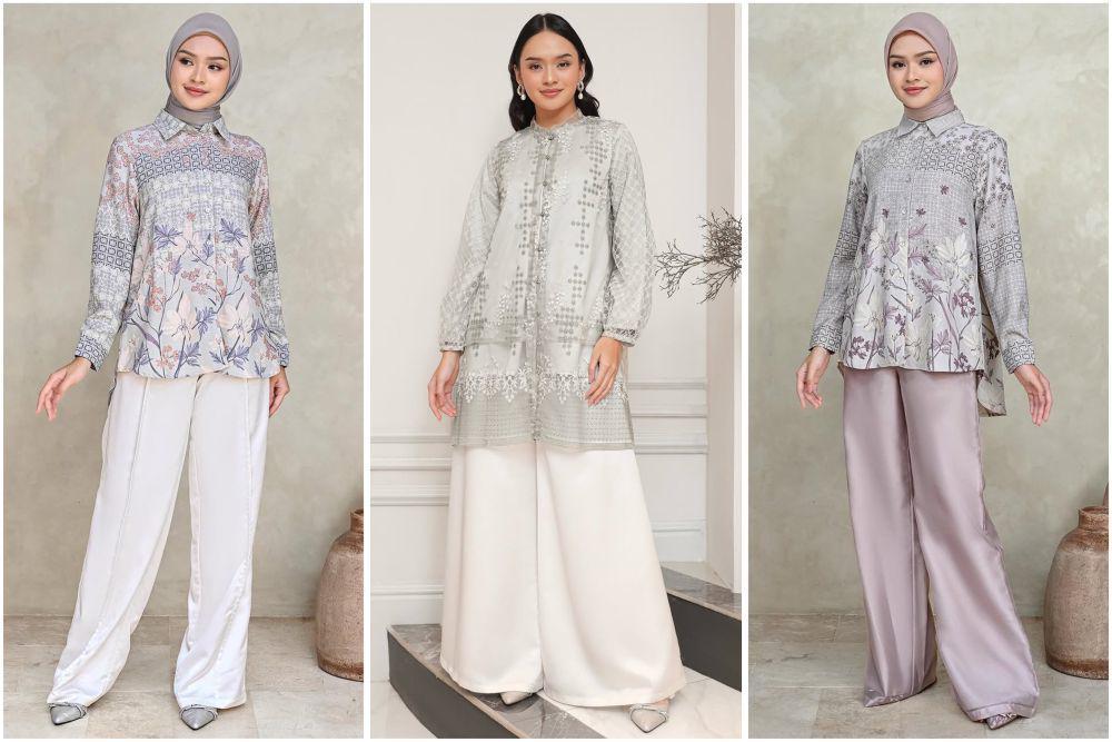 7 Ide Baju Lebaran Serba Blouse dan Tunik Abu-abu ala Berlian Aura