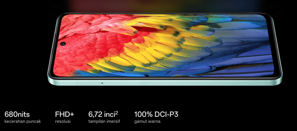 layar OPPO A58 hadir lebih besar dan sudah Full HD+ (1080 x 2400 piksel) (oppo.com)