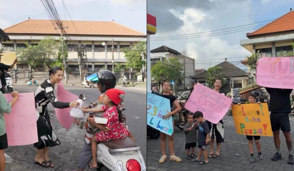 Potret Jennifer dan Irfan Bachdim Bagi-Bagi Takjil, Kompak Sekeluarga!