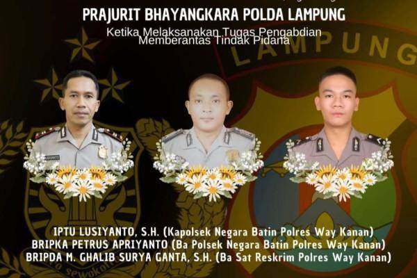 Ketiga korban anggota Polres Way Kanan menerima kenaikan pangkat anumerta. (IDN Times/Istimewa).