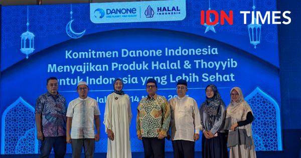 Acara bertajuk "Komitmen Danone Indonesia dalam Menyajikan Produk Halal dan Thayyib untuk Indonesia yang Lebih Sehat", digelar di Jakarta, pada Jumat (14/03/2025) (IDN Times/Misrohatun)