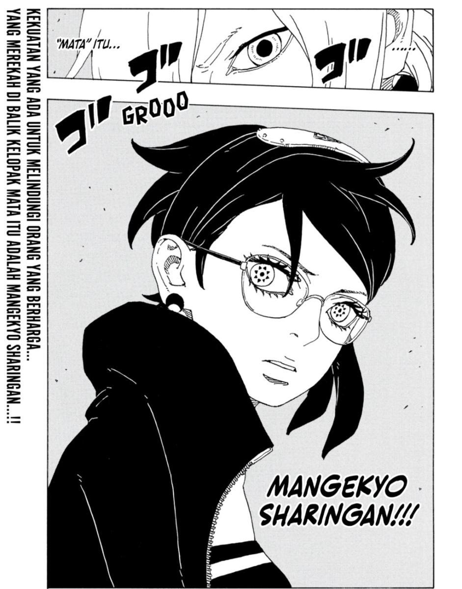 Mangekyou Sharingan Sarada bangkit/mangaplus.shueisha.co.jp