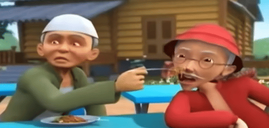 Tok Dalang suapi Ah Tong (dok. LCP/Upin & Ipin)