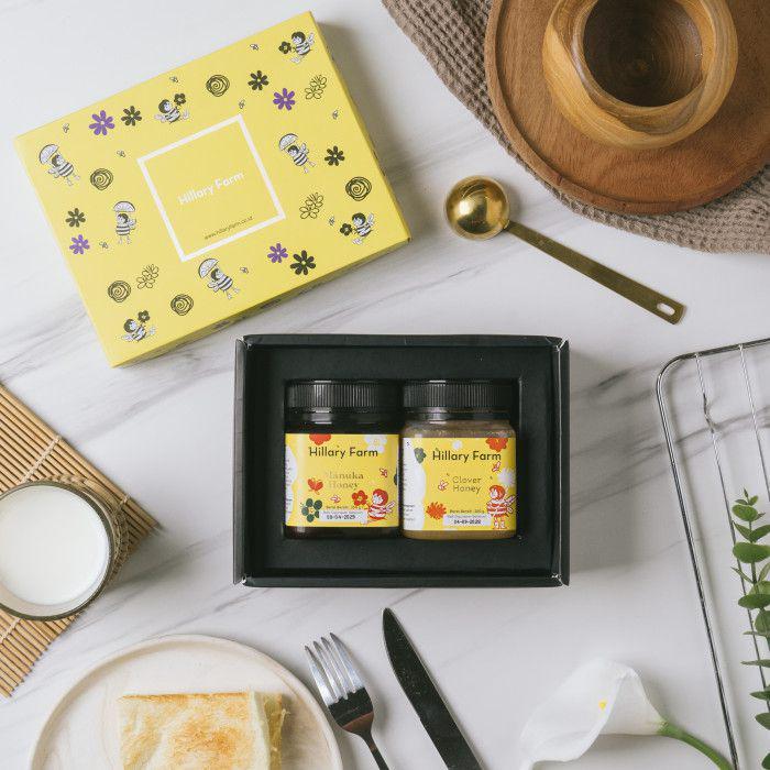 Hillary Farm Hampers Multifloral - Manuka Honey 250 gr + Clover Honey 250 gr (hillaryfarm.co.id)