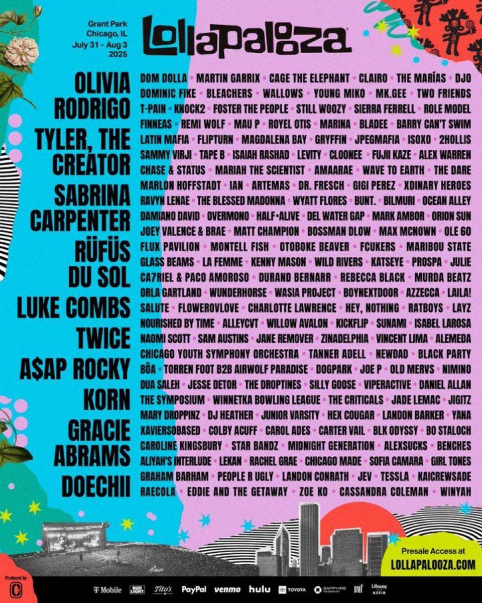 daftar line-up Lollapalooza Chicago 2025 (instagram.com/lollapalooza)