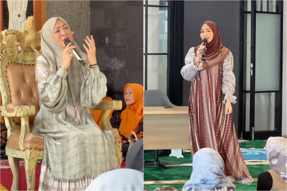 7 Potret Angelina Sondakh Mengisi Kajian di Bulan Ramadan