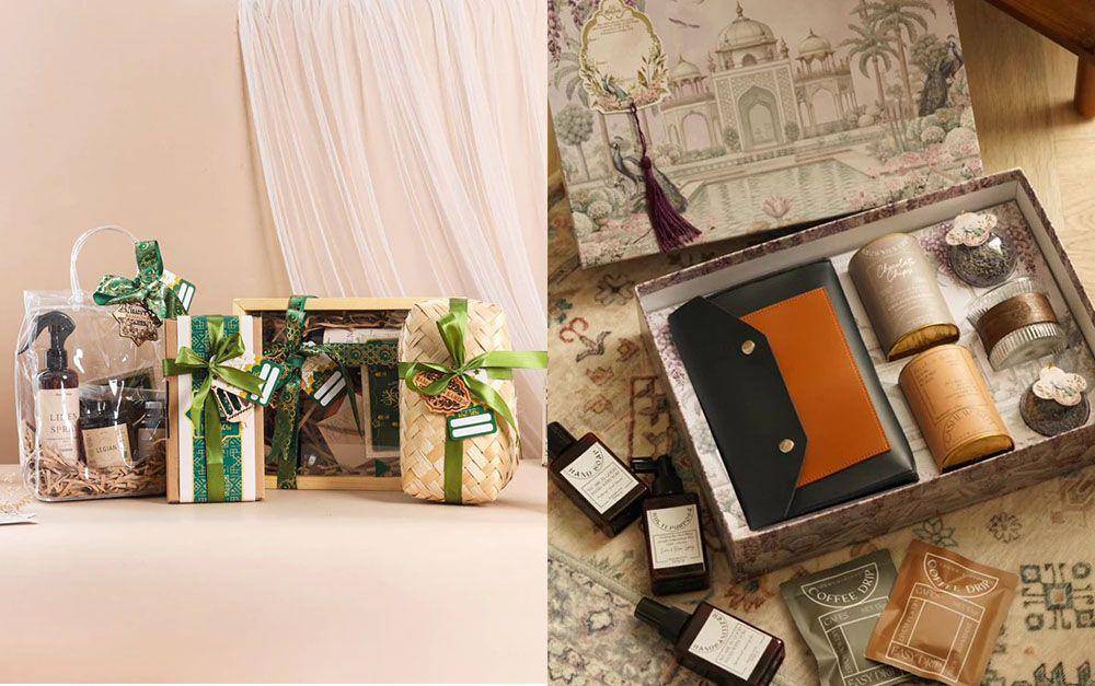 Ilustrasi hampers Lebaran (kolase foto via Shopee/Oscilla Official & Hanamigifts)