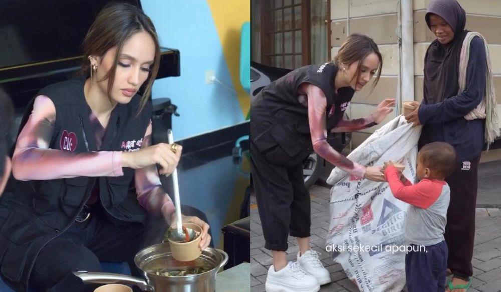 7 Potret Cinta Laura Masak dan Berbagi Makanan Bergizi saat Ramadan