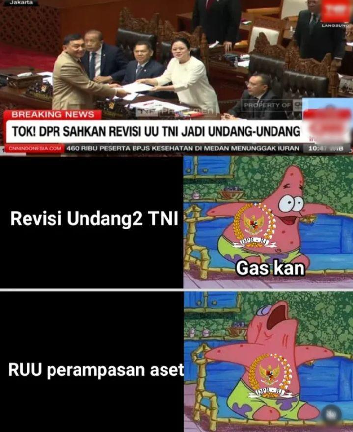 meme RUU TNI (instagram.com/pulaumeme.id)