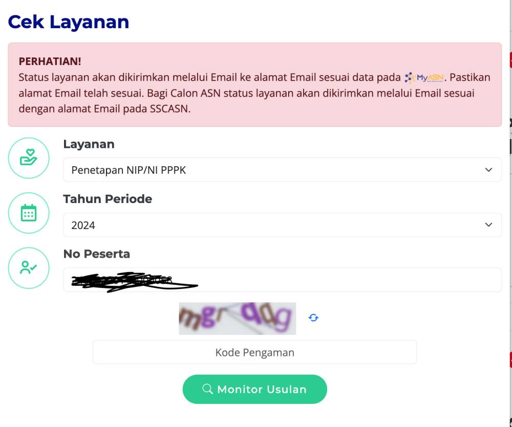 kode pengaman atau Captcha di situs MOLA BKN (monitoring-siasn.bkn.go.id)