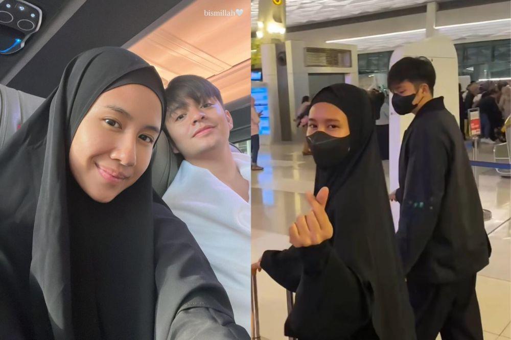 7 Potret Shenina Cinnamon dan Angga Yunanda Berangkat Umrah