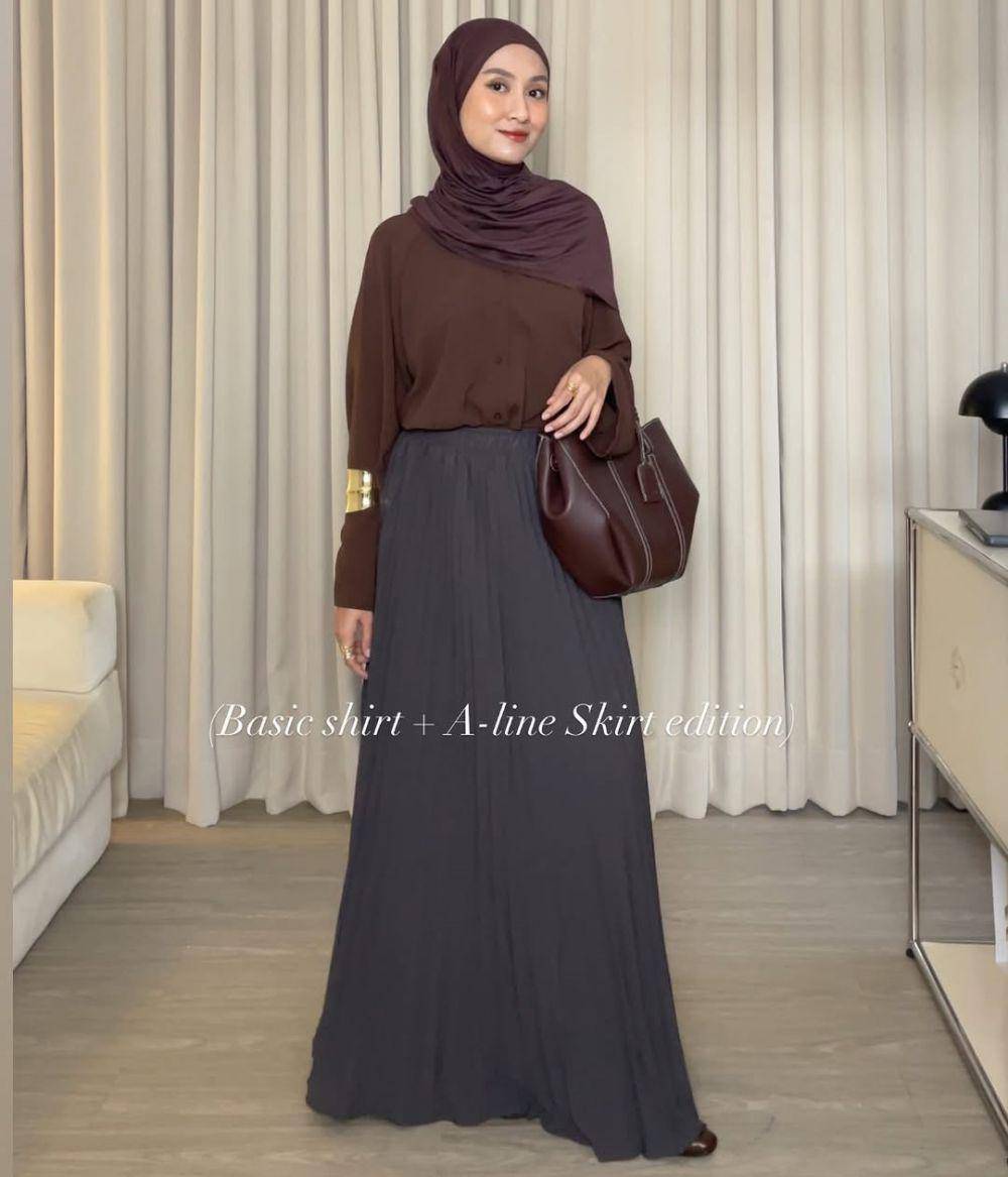 mix and match outfit cokelat tua ala Inas Rana (instagram.com/inasrana)