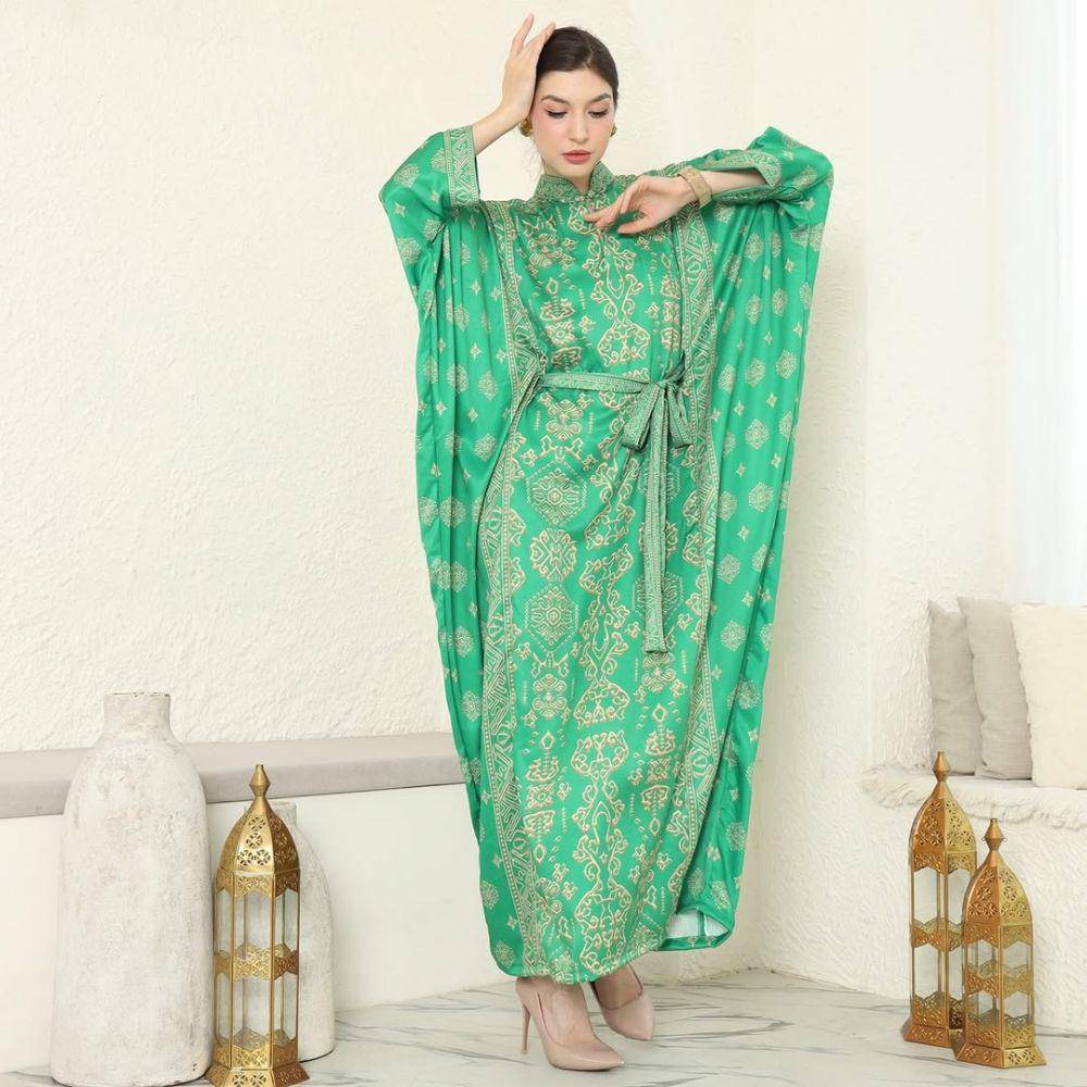 Green gold Bali long kaftan (instagram.com/kanzicollection)