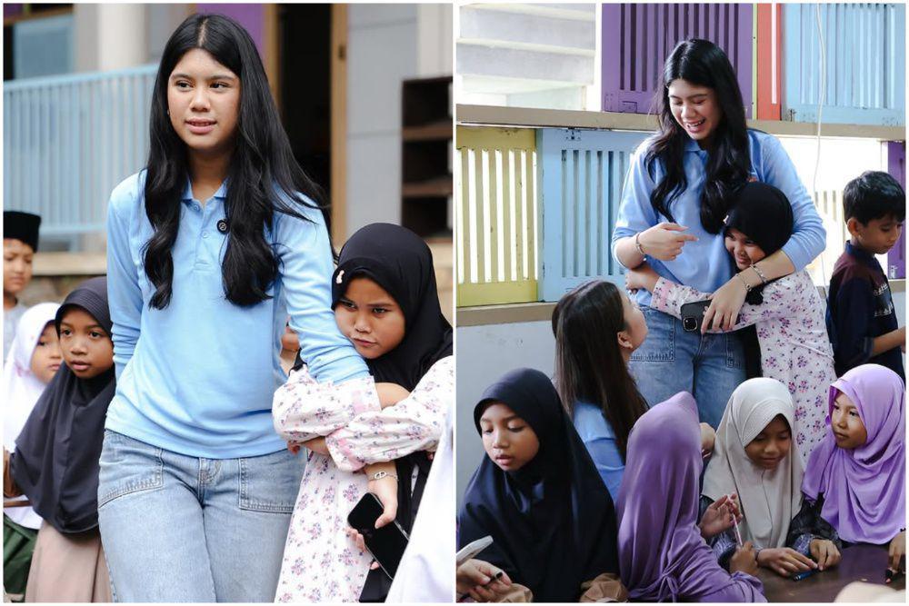 10 Potret Aira Anak Annisa Pohan Jadi Relawan di Rumah Pintar Cikeas