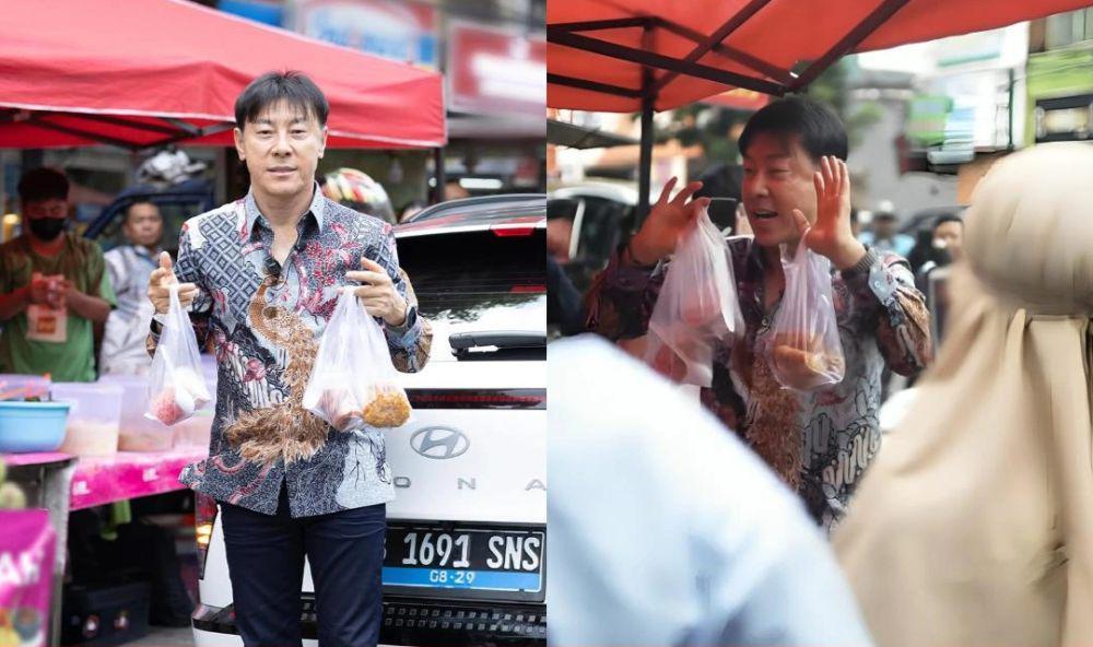 7 Potret Shin Tae Yong Berburu Takjil, Beli Gorengan Pakai Batik!