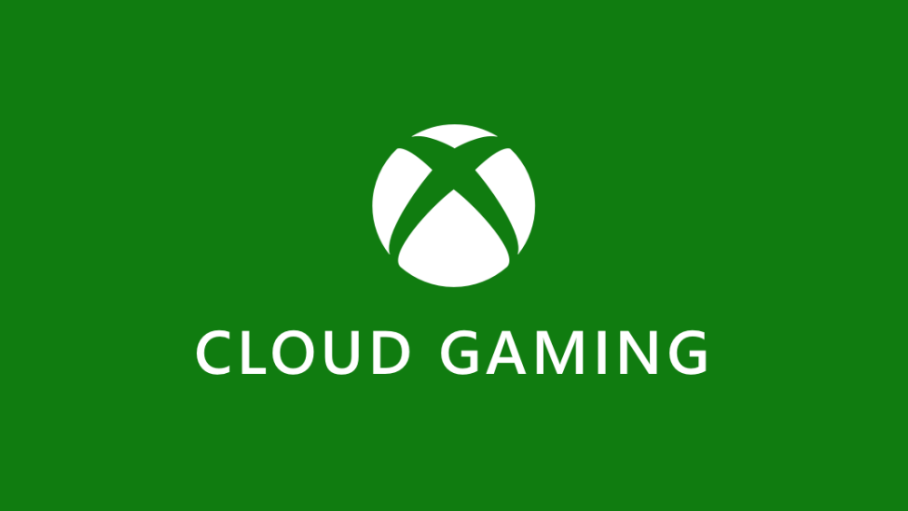 Logo Xbox berwarna putih dengan tulisan Cloud Gaming di latar belakang hijau khas merek Xbox.