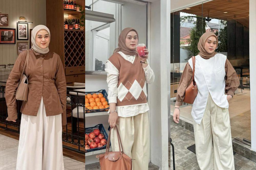 OOTD Earth Tone Hijab ala Adzra Afifah untuk Bukber, Modis!