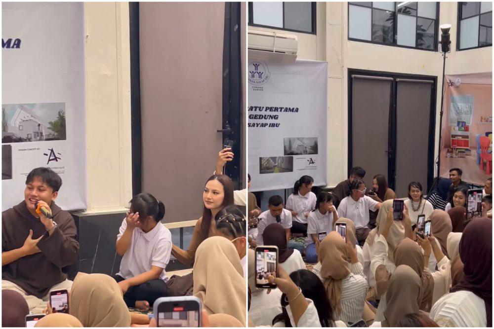 Potret Rizky Febian dan Mahalini Hibur Anak Yayasan Sayap Ibu