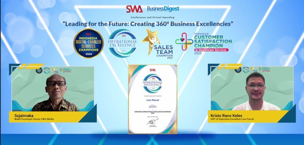 -Lion Parcel (PT Lion Express) meraih penghargaan Indonesia Operational Excellence Champion (IOEC) 2025 predikat Excellent dari SWA dan Business Digest.. (Dok/Istimewa).