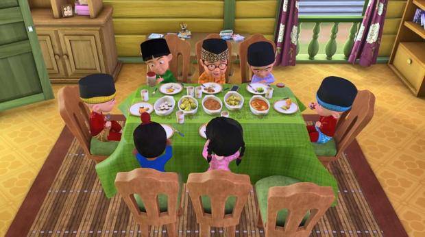 Rumah panggung Upin dan Ipin di Kampung Durian Runtuh. (dok. Les' Copaque Production/Upin & Ipin)