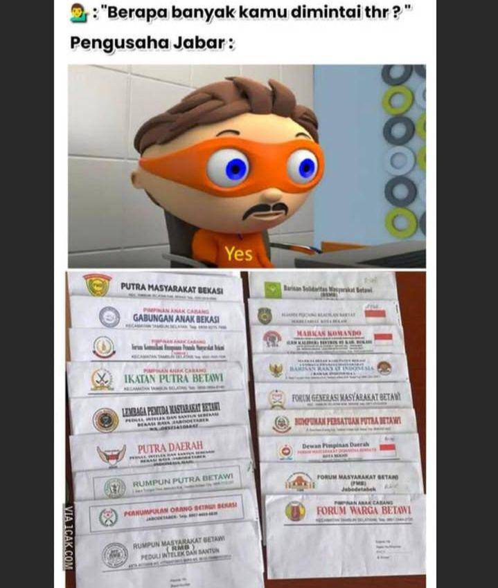 meme ormas minta THR (instagram.com/onecak)