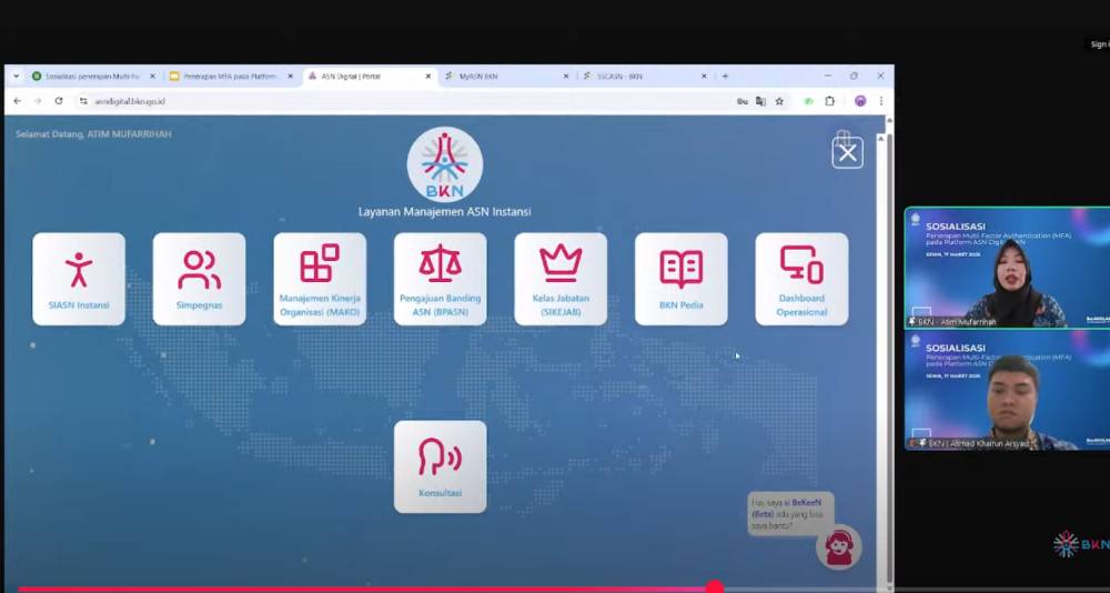 Beragam layanan Manajemen ASN Instansi di situs ASN DIgital (youtube.com/@BKNgoidofficial)