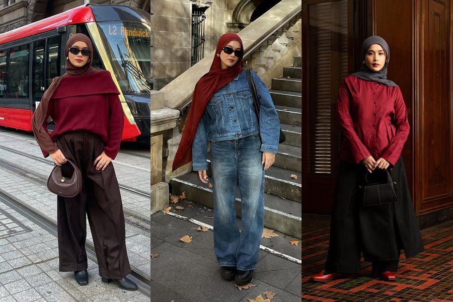 12 Mix and Match Outfit Merah ala Ana Octarina, Atraktif Banget!