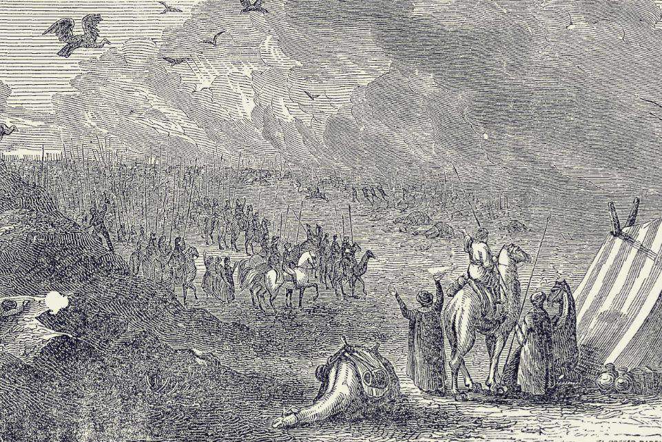 tentara Cambyses II yang hilang menurut ukiran abad XIX (commons.wikimedia.org/Jacob Abbott)
