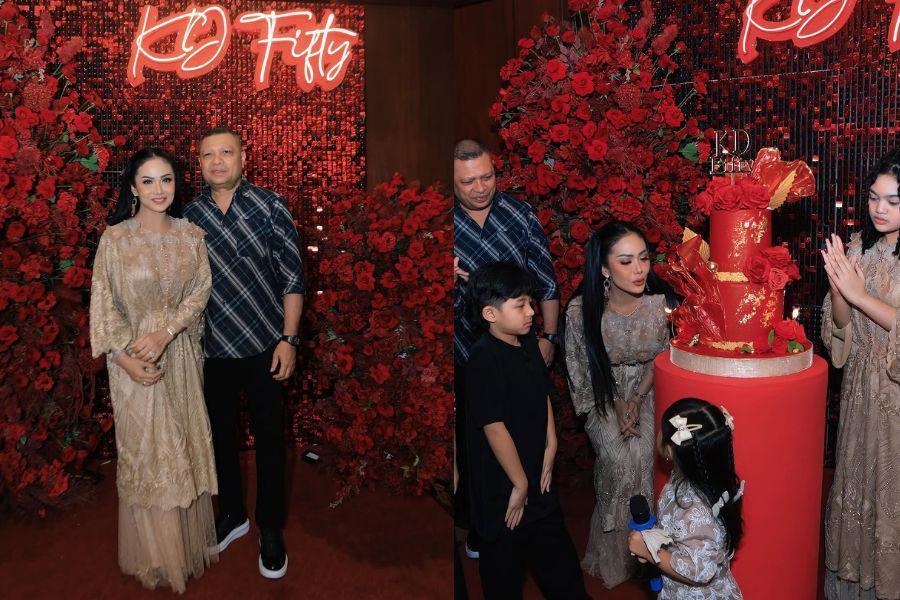 7 Gaya Krisdayanti di Birthday Party Ke-50, Kenakan Dress Stunning!