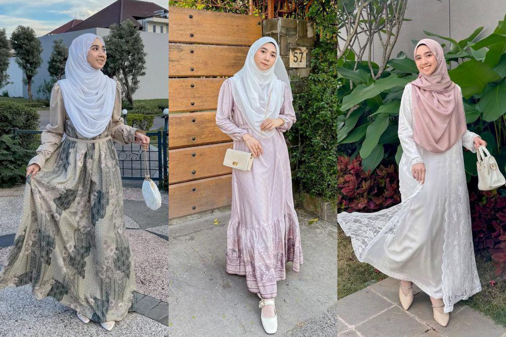 7 Referensi Dress Lebaran ala Richa Etika, Syar'i nan Modis!