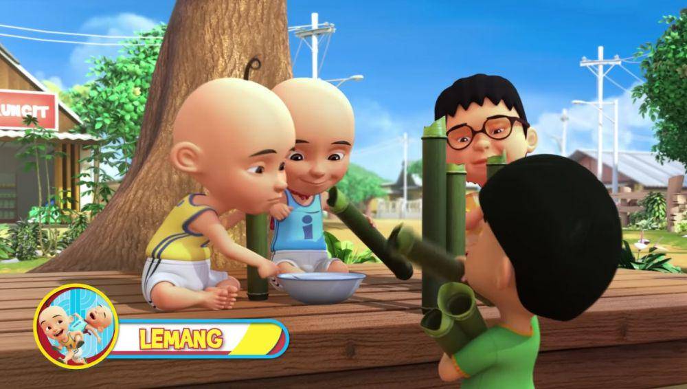 Upin, Ipin, dan kawan-kawan sedang membuat lemang (youtube.com/Les' Copaque Production)