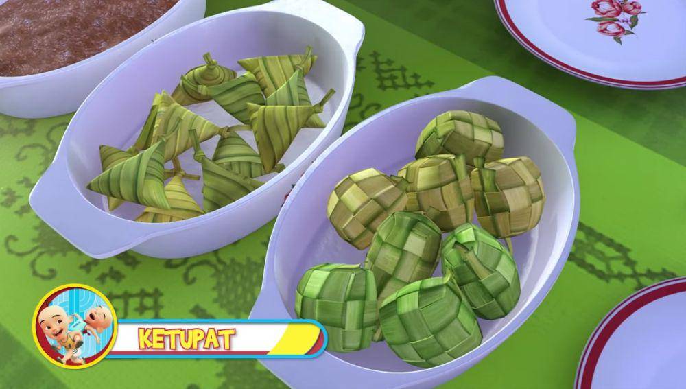 sajian ketupat di serial Upin dan Ipin (youtube.com/Les' Copaque Production)