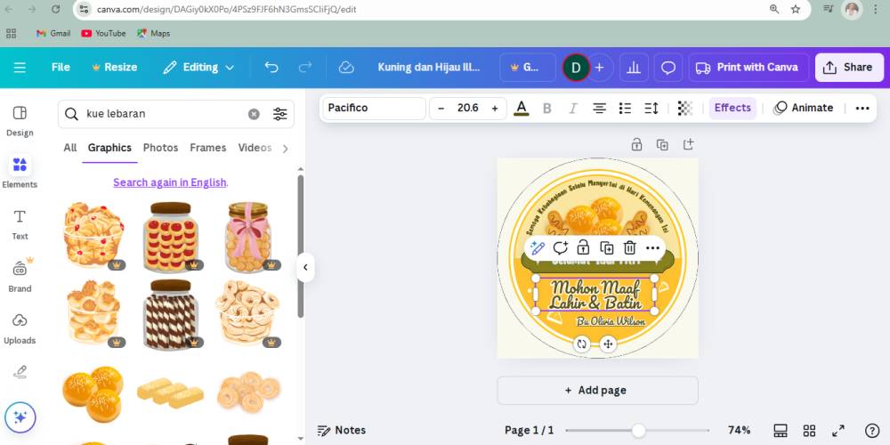 mengedit desain di Canva (dok. pribadi/Diyah Esti Cahyo Pertiwi)