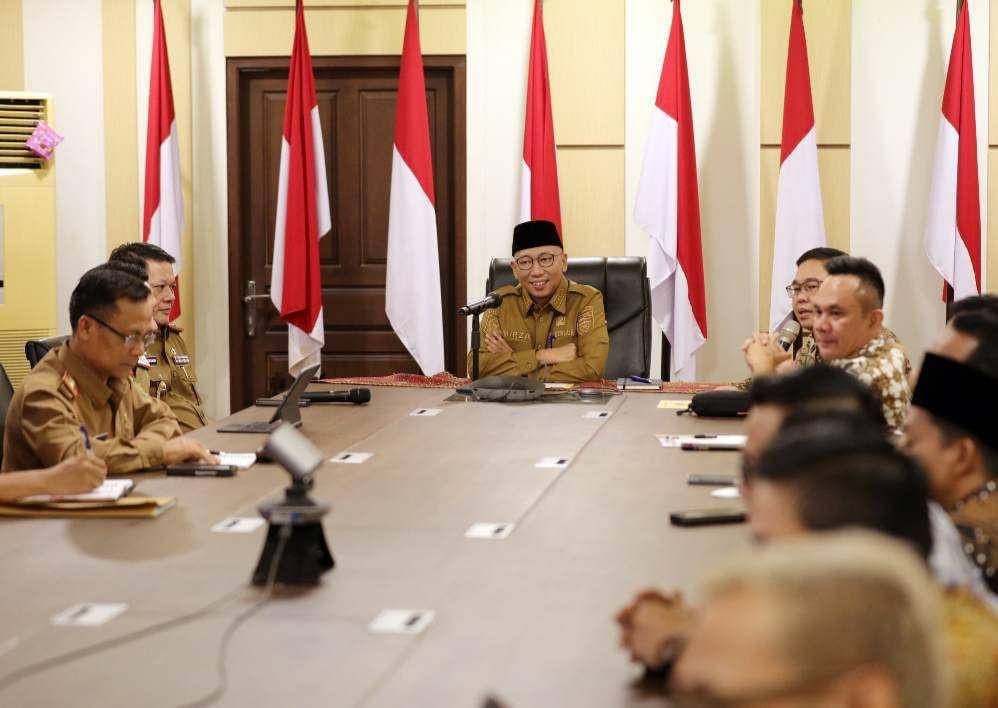 Pemprov Lampung menggelar pertemuan dengan KPU dan Bawaslu Provinsi Lampung. (Dok. Pemprov Lampung).