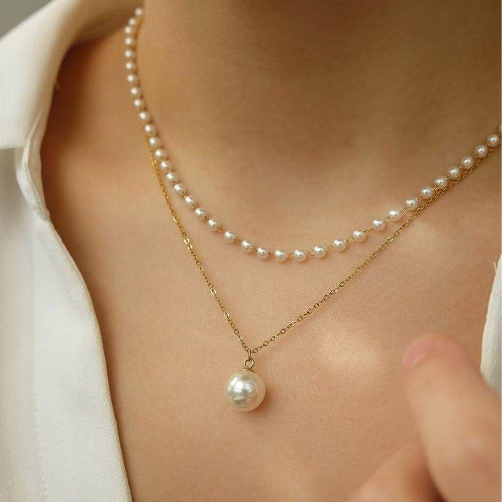 potret ide kalung set gold plated stainless steel ala Velour Jewels (shopee.com/velourjewels)