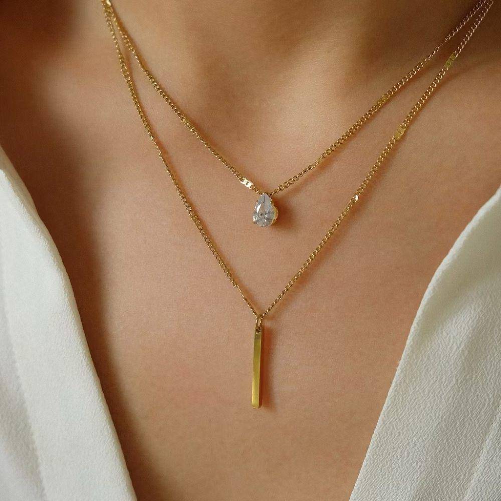 potret ide kalung set gold plated stainless steel ala Velour Jewels (shopee.com/velourjewels)