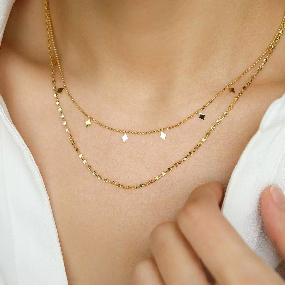 potret ide kalung set gold plated stainless steel ala Velour Jewels (shopee.com/velourjewels)