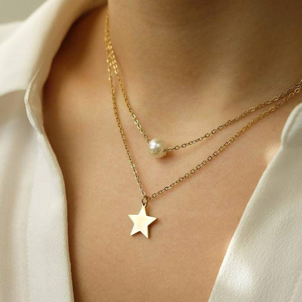 potret ide kalung set gold plated stainless steel ala Velour Jewels (shopee.com/velourjewels)