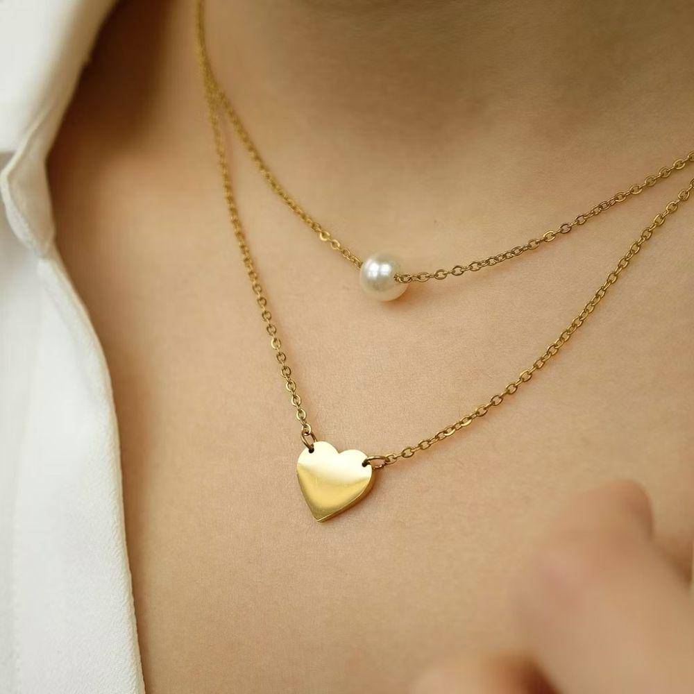 potret ide kalung set gold plated stainless steel ala Velour Jewels (shopee.com/velourjewels)