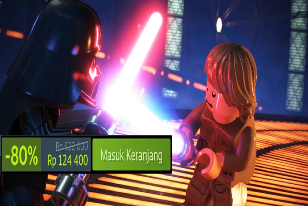 cuplikan pertarungan lightsaber dalam game LEGO Star Wars terbaru (dok. TT Games/LEGO Star Wars: The Skywalker Saga)