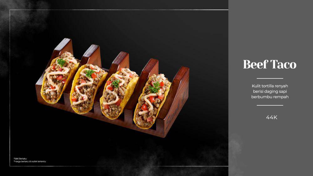 Potret menu Beef Taco di Steak 21 (steak21.id)