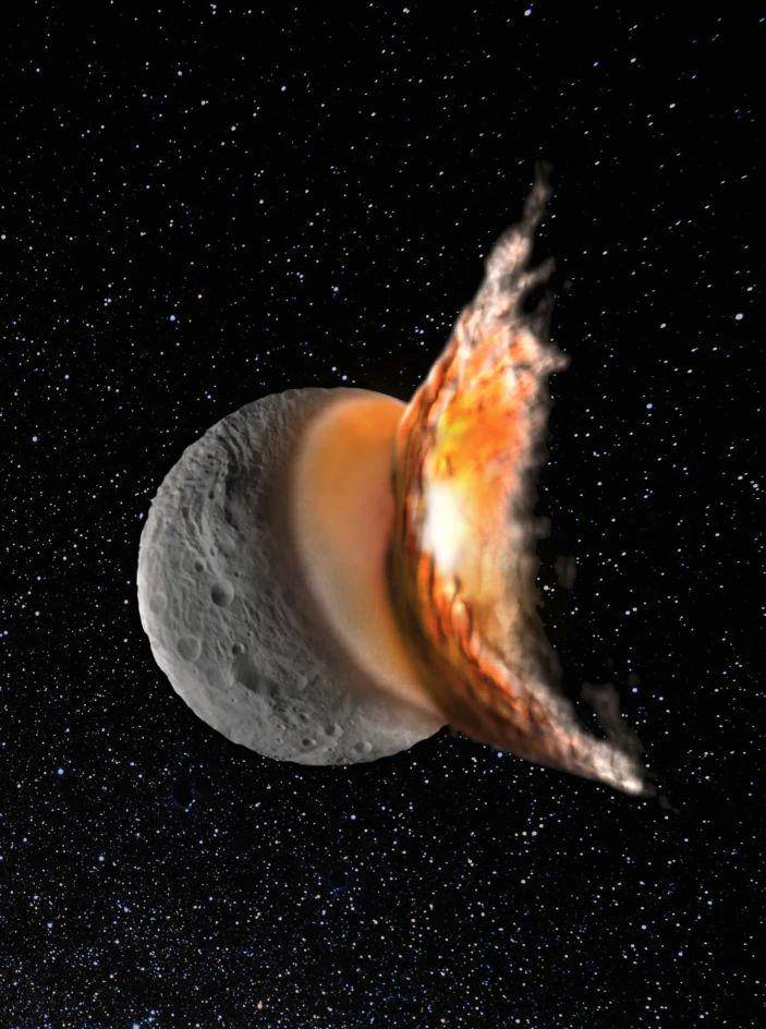 ilustrasi tabrakan asteroid vesta (nature.com/Martin Jutzi)